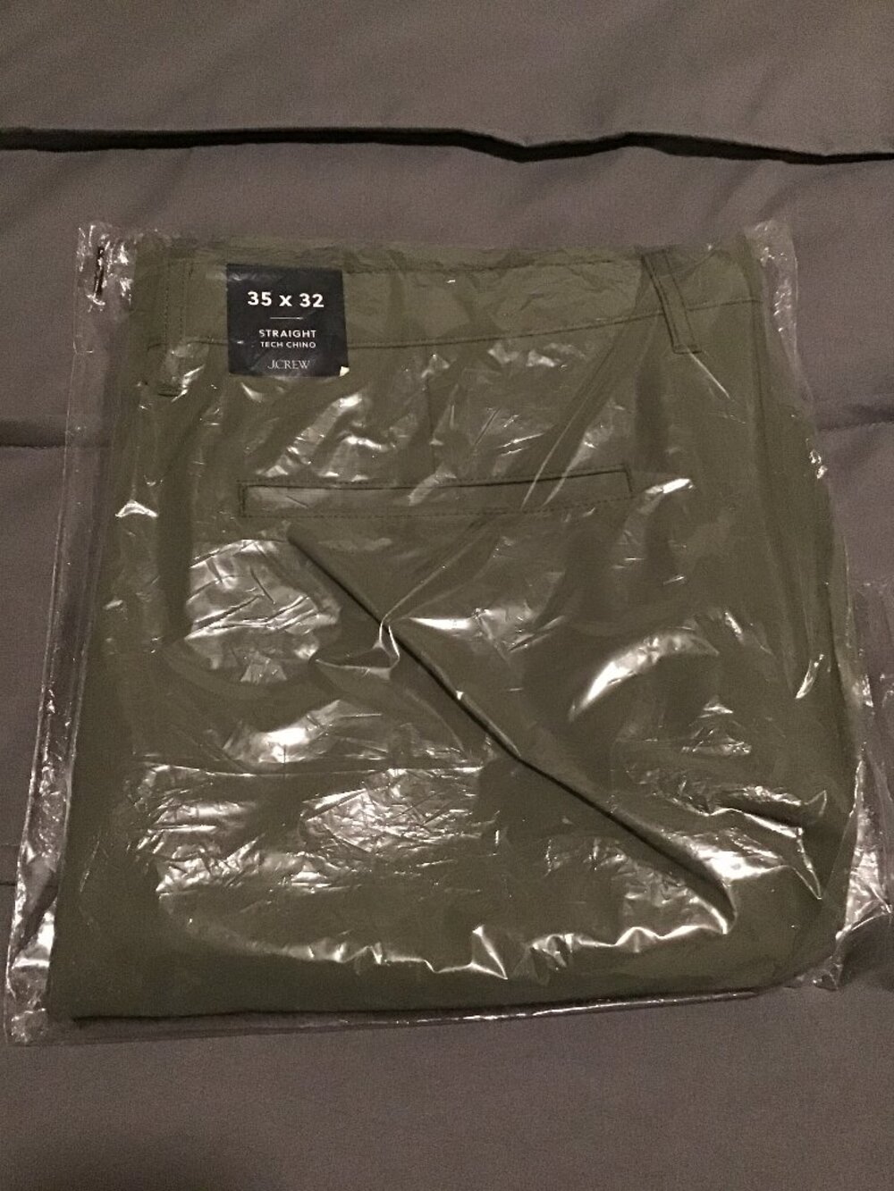 J.Crew Tech Chino Pants Men's 35x32 Olive Green Performance Stretch NWT